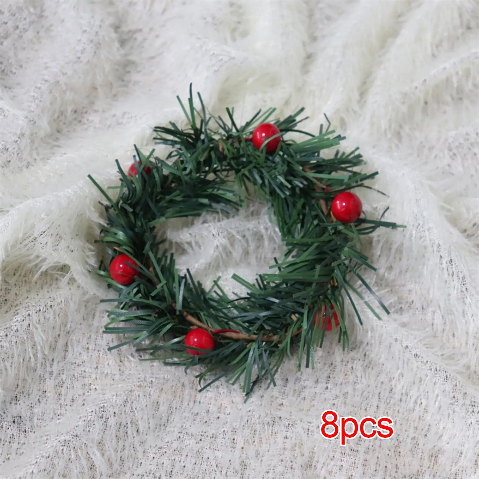 8Pcs Candle Ring Wreath Floral Arrangement Artificial Garland Greenery Wreath for Home Easter Centerpieces Tabletop Ornament