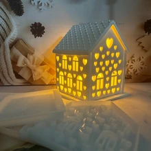 4pcs/set 3D House Silicone Molds for Resin Concrete Love House Candle Holder Mold House Shaped Decoration Ornaments Gypsum Mold