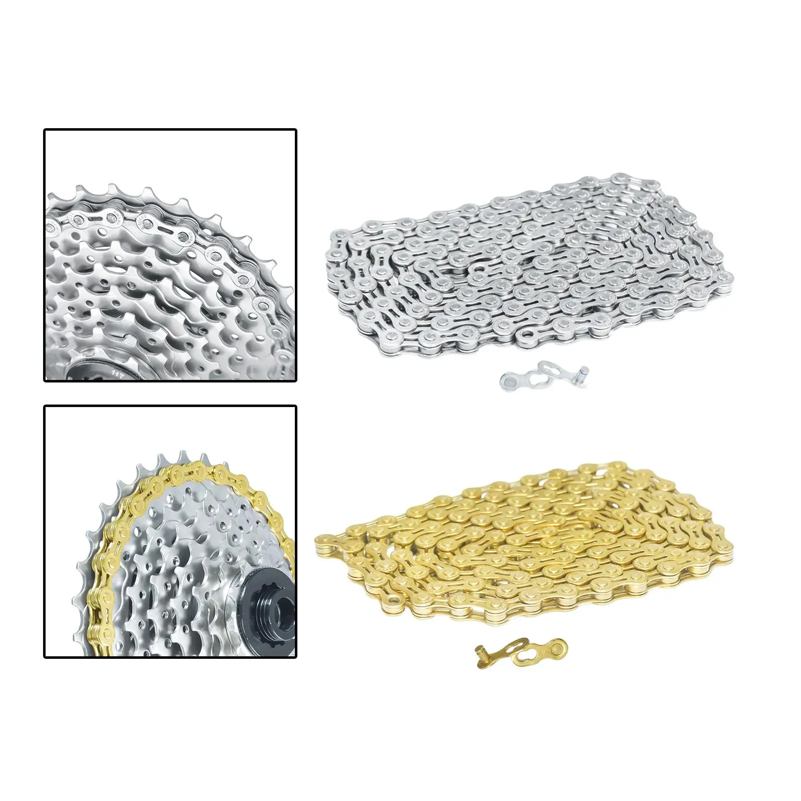 Bike Chain Half Hollow Chains 116 Sections Missing Link Connector Metal 8 Speeds Bicycle Chain for Mountain Bikes Accessories
