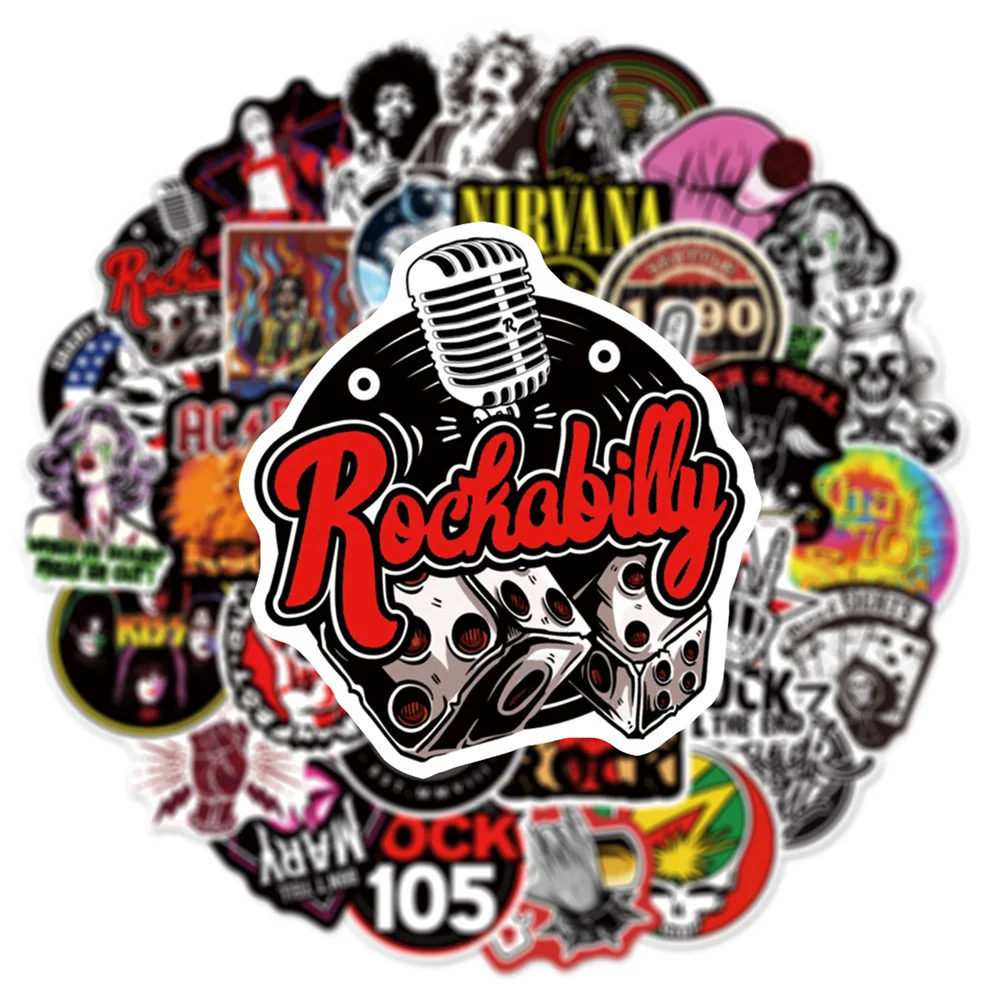 Sticker Rock n Roll Red White and Black Vintage Rockabilly Music