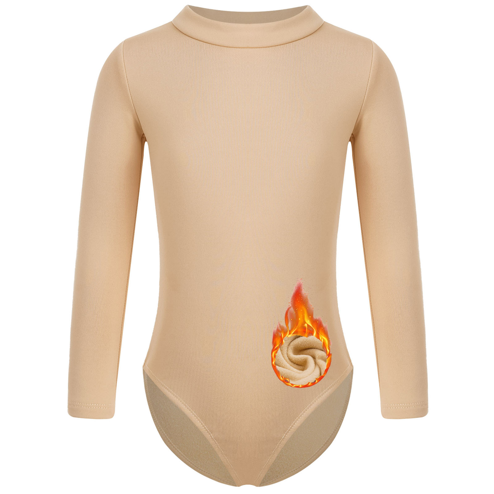 Mädchen Ballett Tanz Fleece Gefüttert Thermo-Unterwäsche Top Gymnastik Trikot Training Kostüm Dancewear Eiskunstlauf Yoga Body – Detail 3