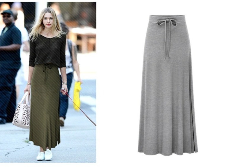 Title 5, Cotton Elastic Waist A-line Skirts Casual Autum...