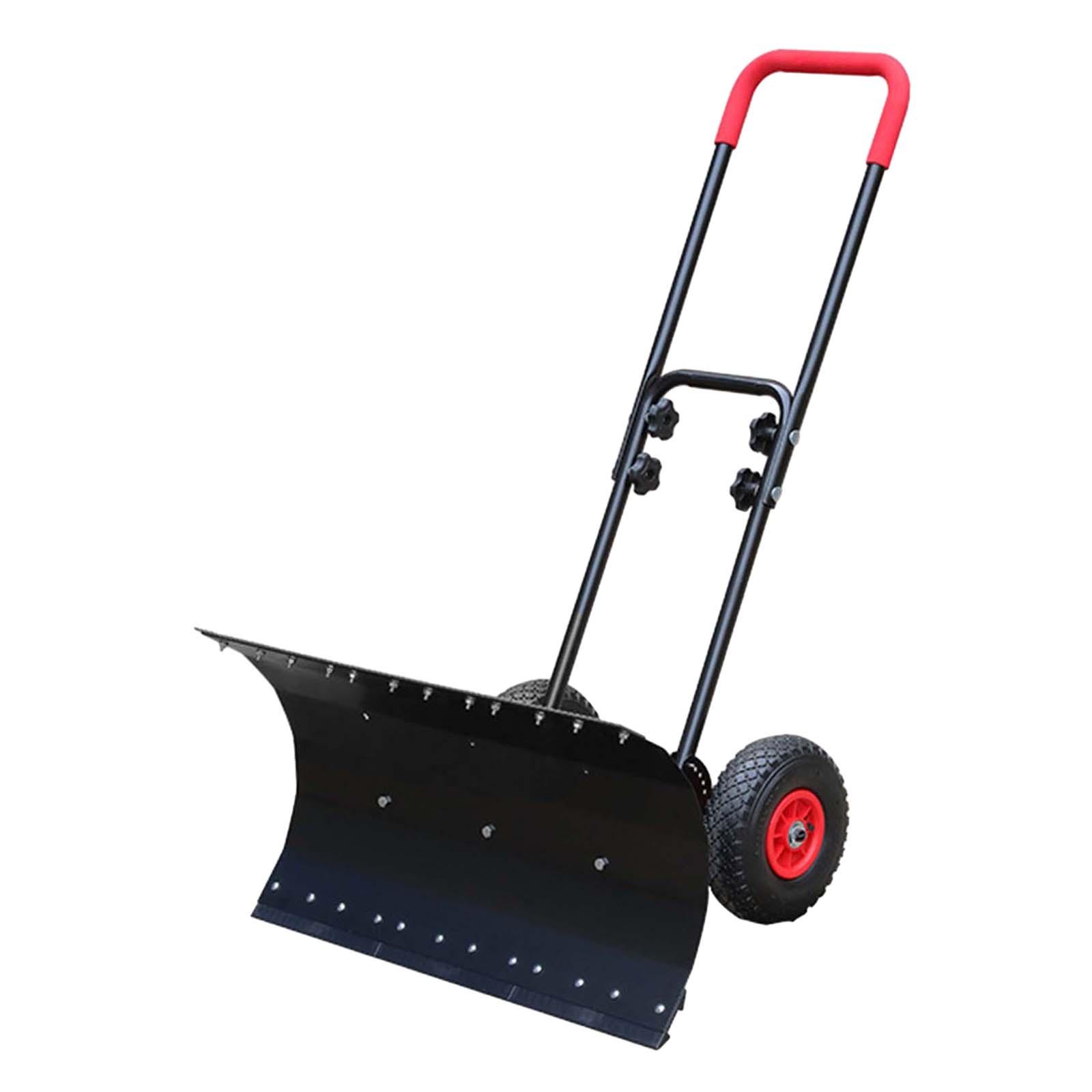 Snow Shovel Adjustable Handle Wheeled Snow Plow for Backyard Outdoor Doorway