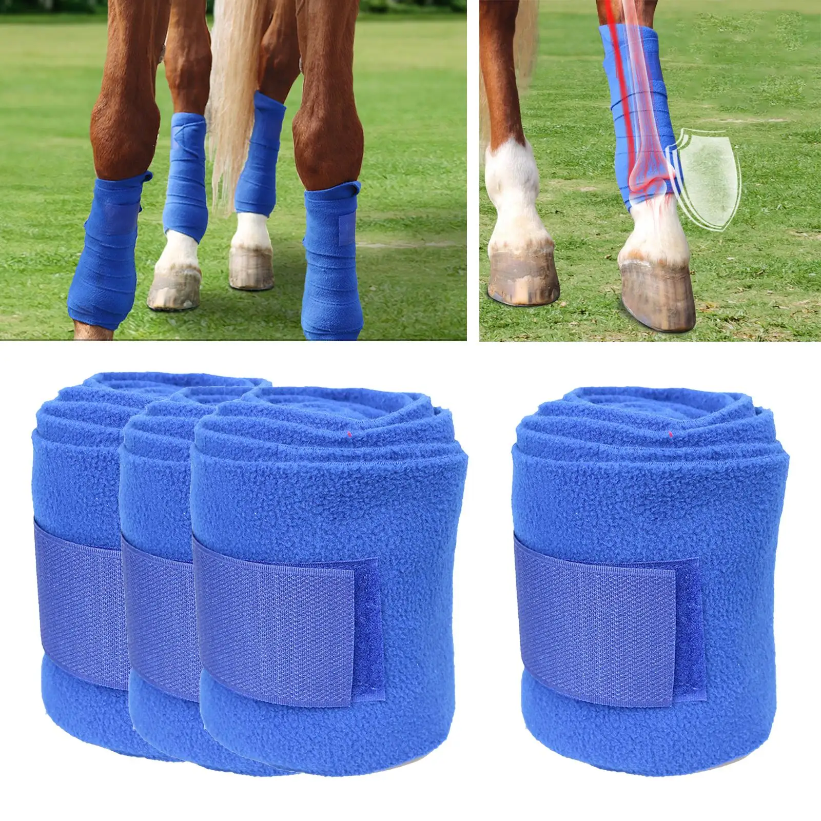 4 Rolls Horse Leg Wraps Thicken Fleece Horse Leg Protection Bandage Professional
