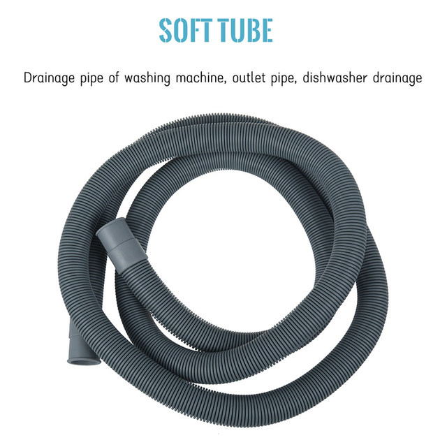 Tuyau De Vidange Universel 2m Pour Lave-linge Et Lave-vaisselle - Raccord Et Colliers Inclus - Polypropylène Résistant