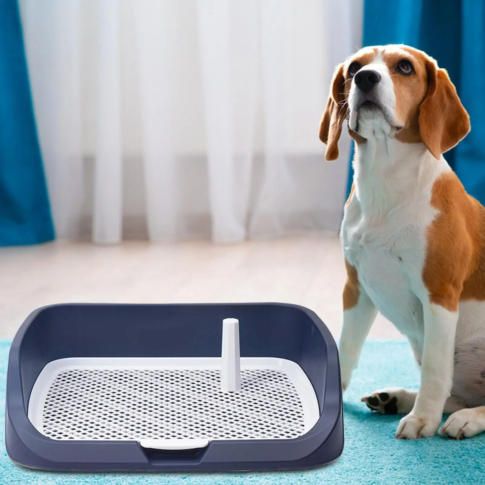 Portable dog toilet, puppy tray to keep paws and floors clean with column dog