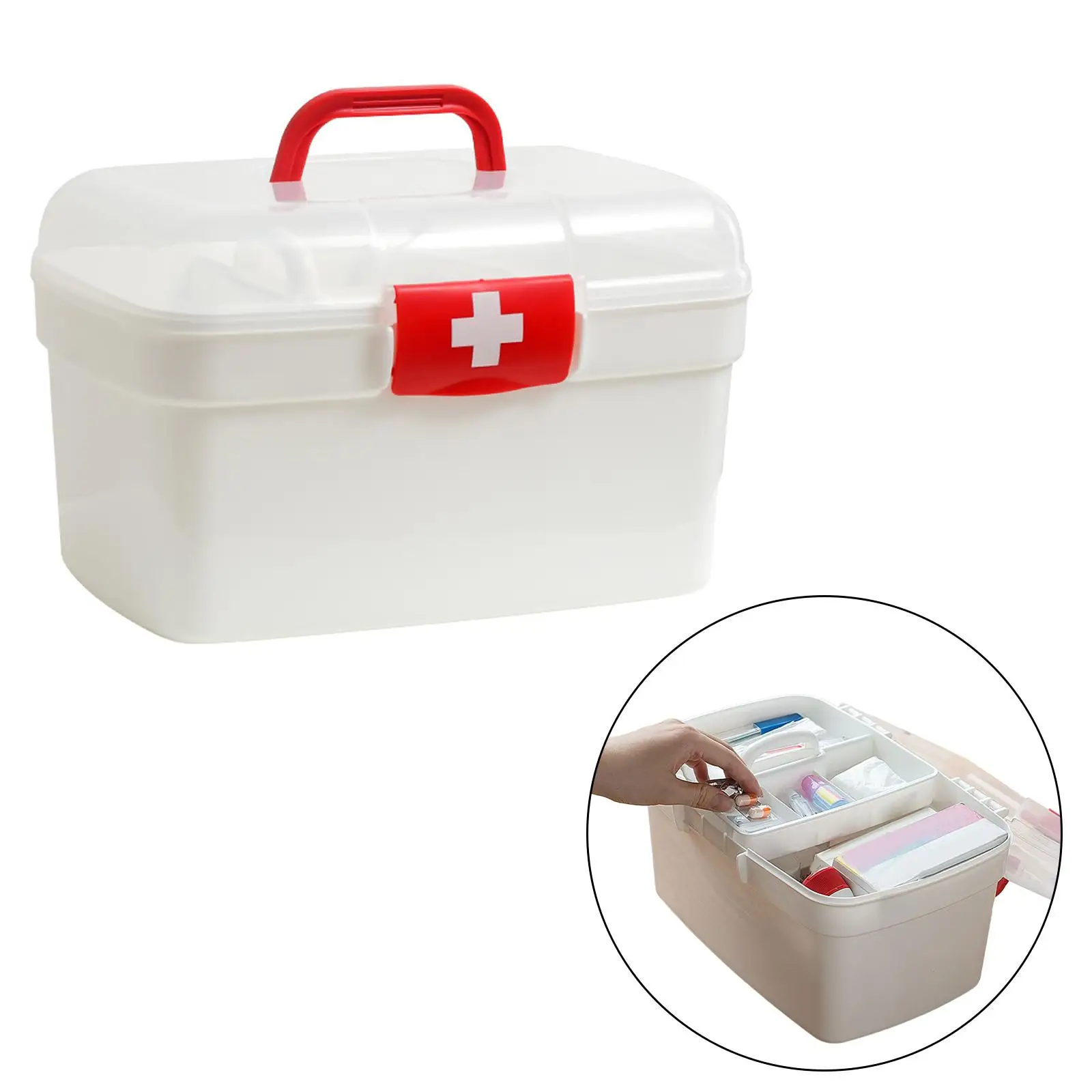 First Aid Storage Box Portable Bin for Outdoor Activities Office Travel