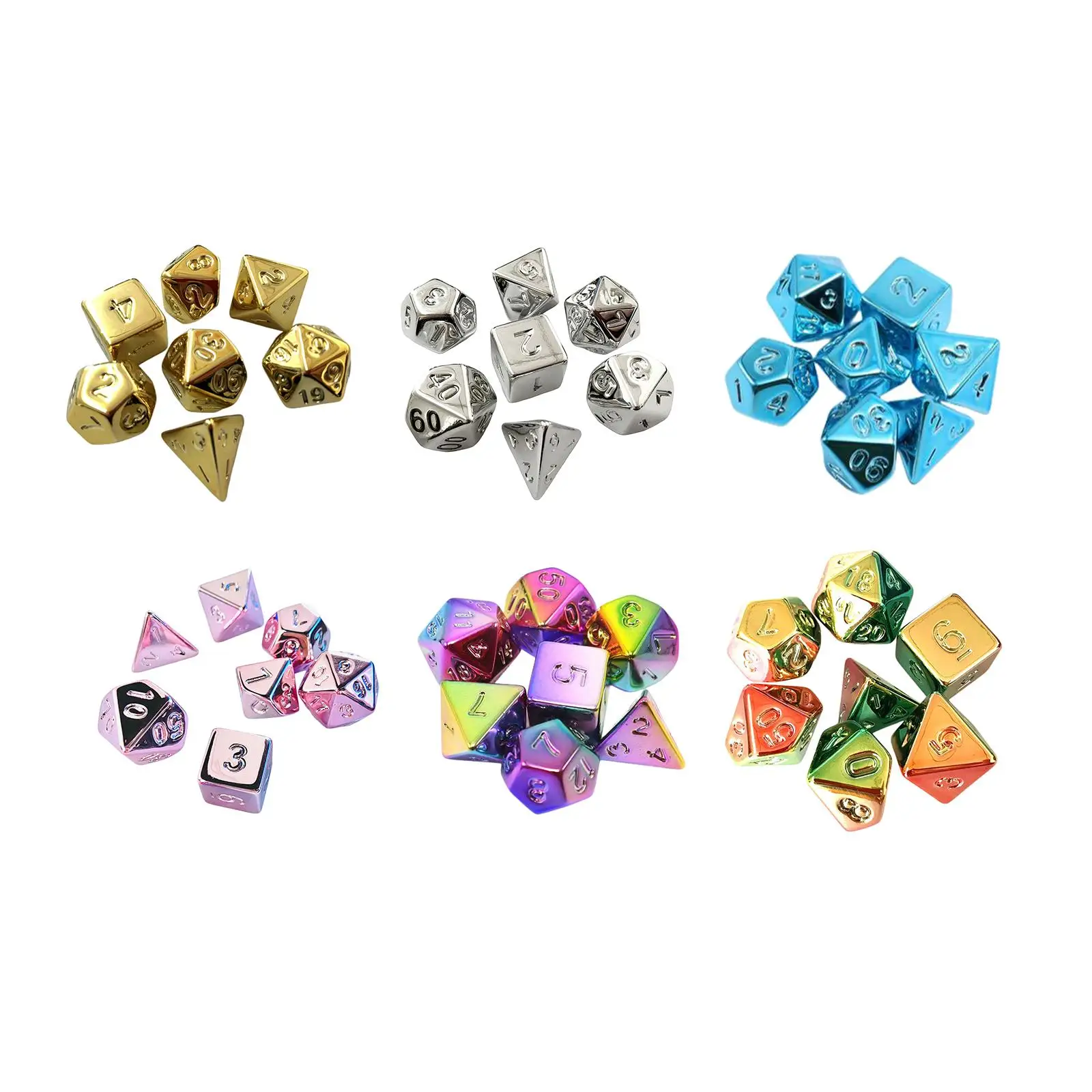 7x Polyhedral Dices D4-d20 Party Supplies Acrylic Dices for Table Game Role Playing Game Board Game Card Games Party Game