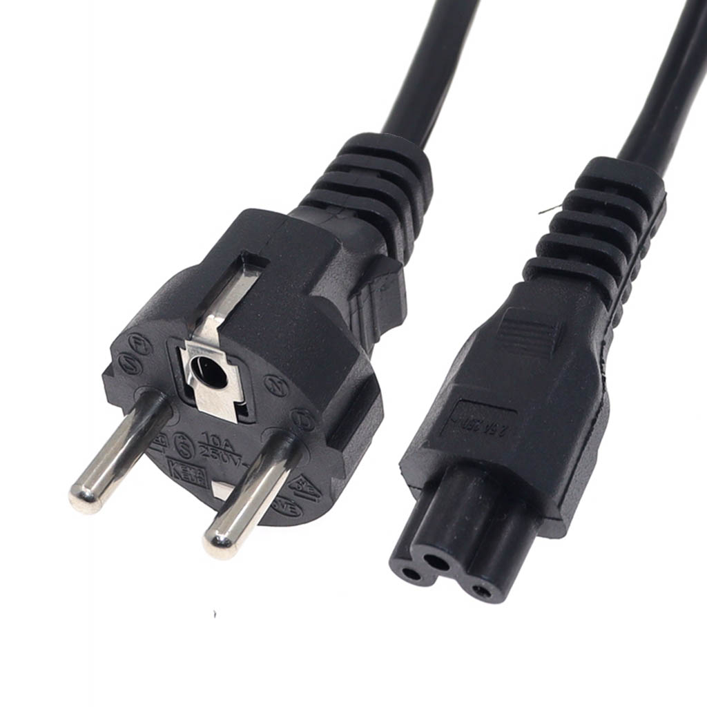 Description Picture 2 of itemEU Schuko CEE 2 prong to IEC C5 Cloverleaf Power Cord for Notebook Laptop AC Adapters 1.5m European Power Supply Lead Cable