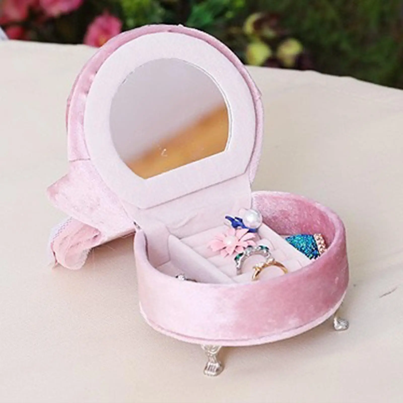 Mini Sofa Jewelry Box Travel Case Rings Earrings Organizer Gift for Women 3.9x3.9x5.5inch Reasonable Partition Creative Portable