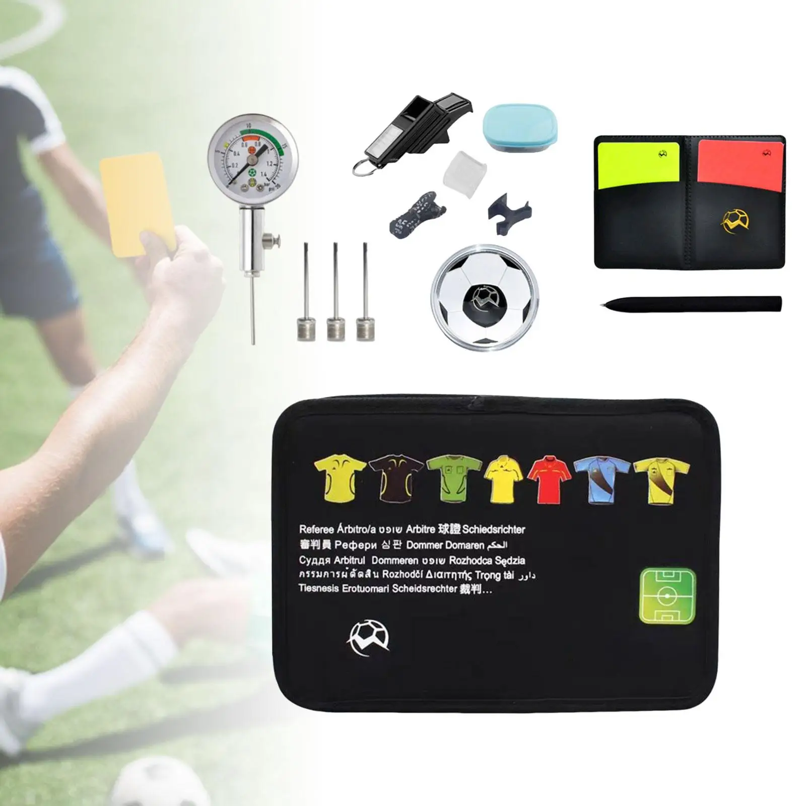 Referee Card Set Football Pencil Red Yellow Card Sports Training Soccer Case