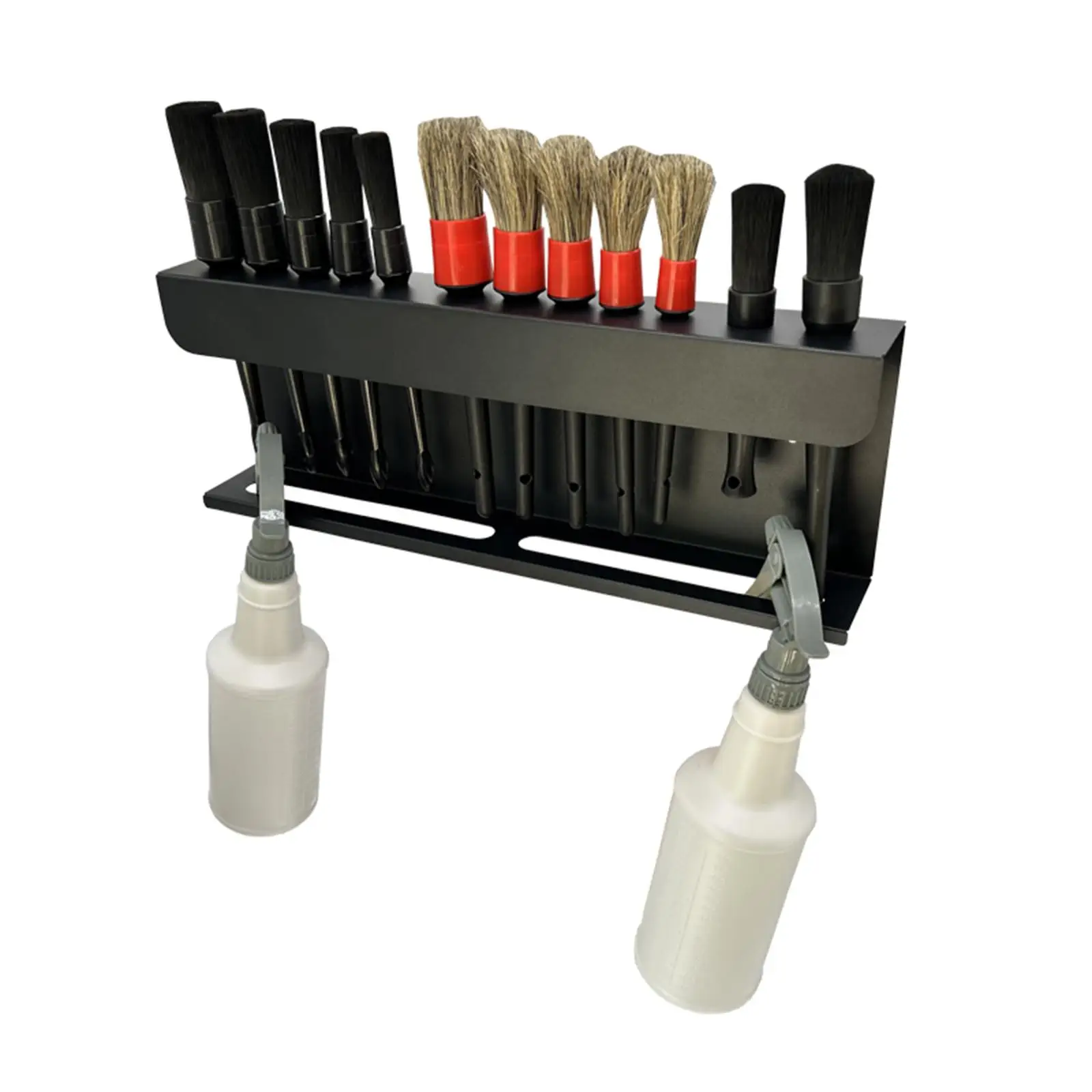 Detailing Brush Holder Spray Bottle Storage Rack Alloy Car Brush Organizer for Auto Cleaning Detailing Tools Storage Garage