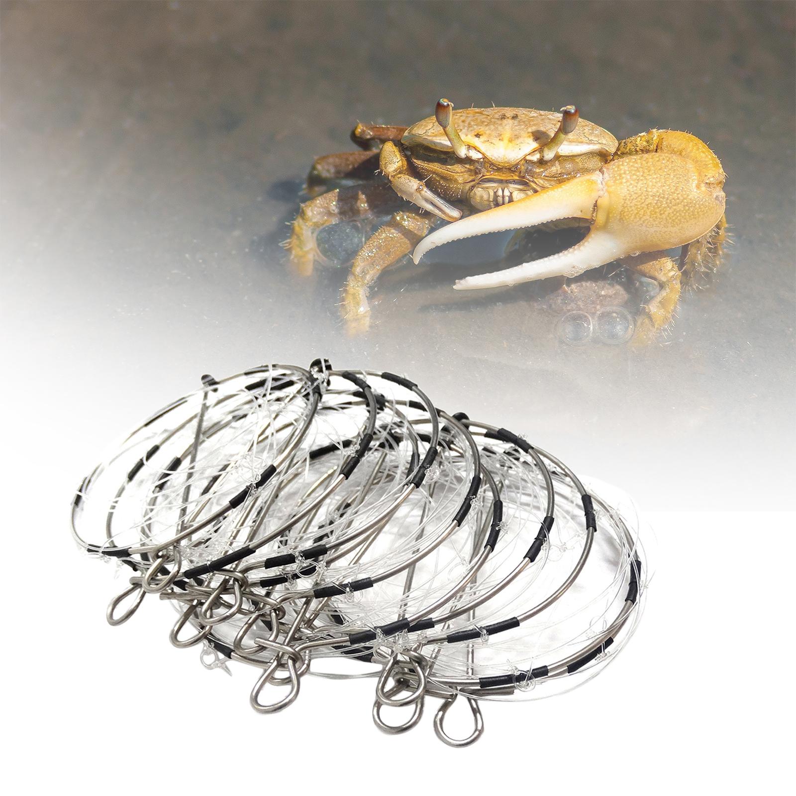 10Pcs Crab Trap Repeated Use 6-ring Portable Steel Catch Crabs Tool Fishing Bait Trap for Lobster Crawdad shrimp Crawfish Rivers