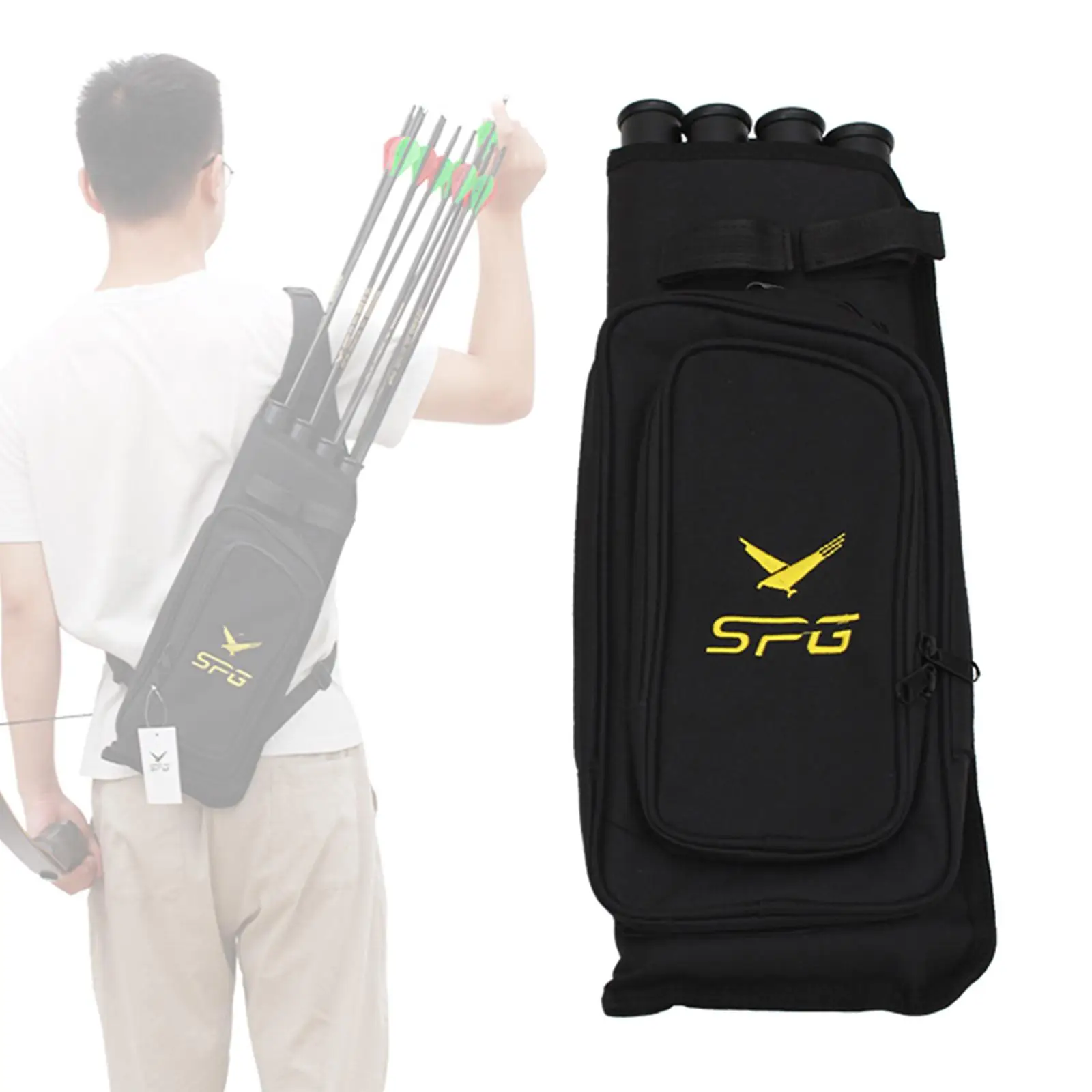 4-Tube Back Quiver Strap Hanged Arrow Archery Carry Bag with  Adjustable