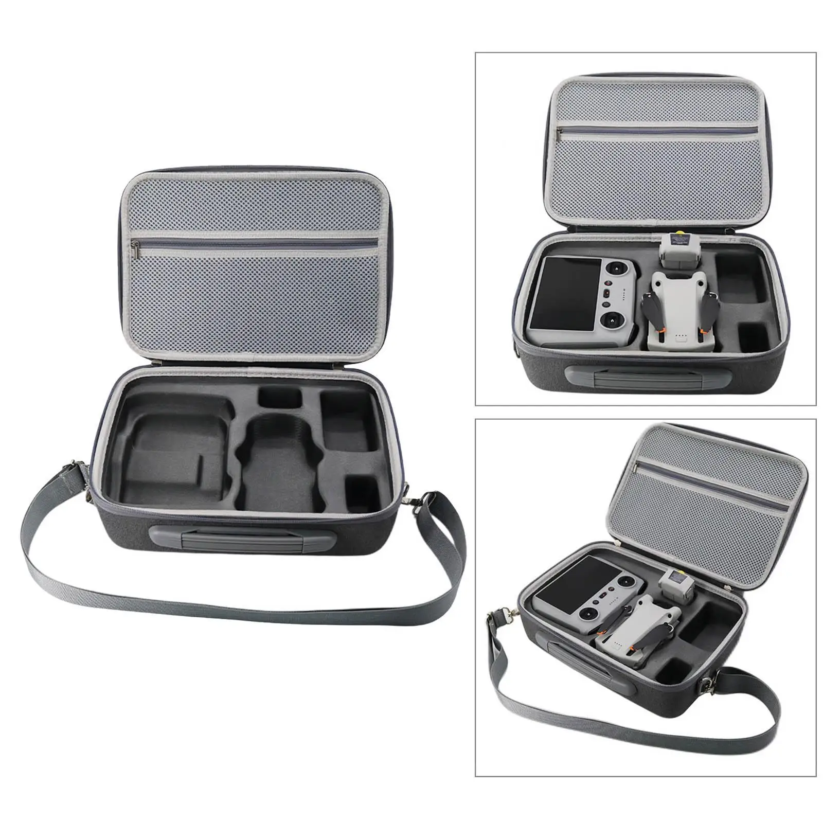 Portable Carrying Case for   Shoulder Bag 32x23x12cm Handbag Quality Zipper EVA Liner Shockproof Gray Waterproof Breathable