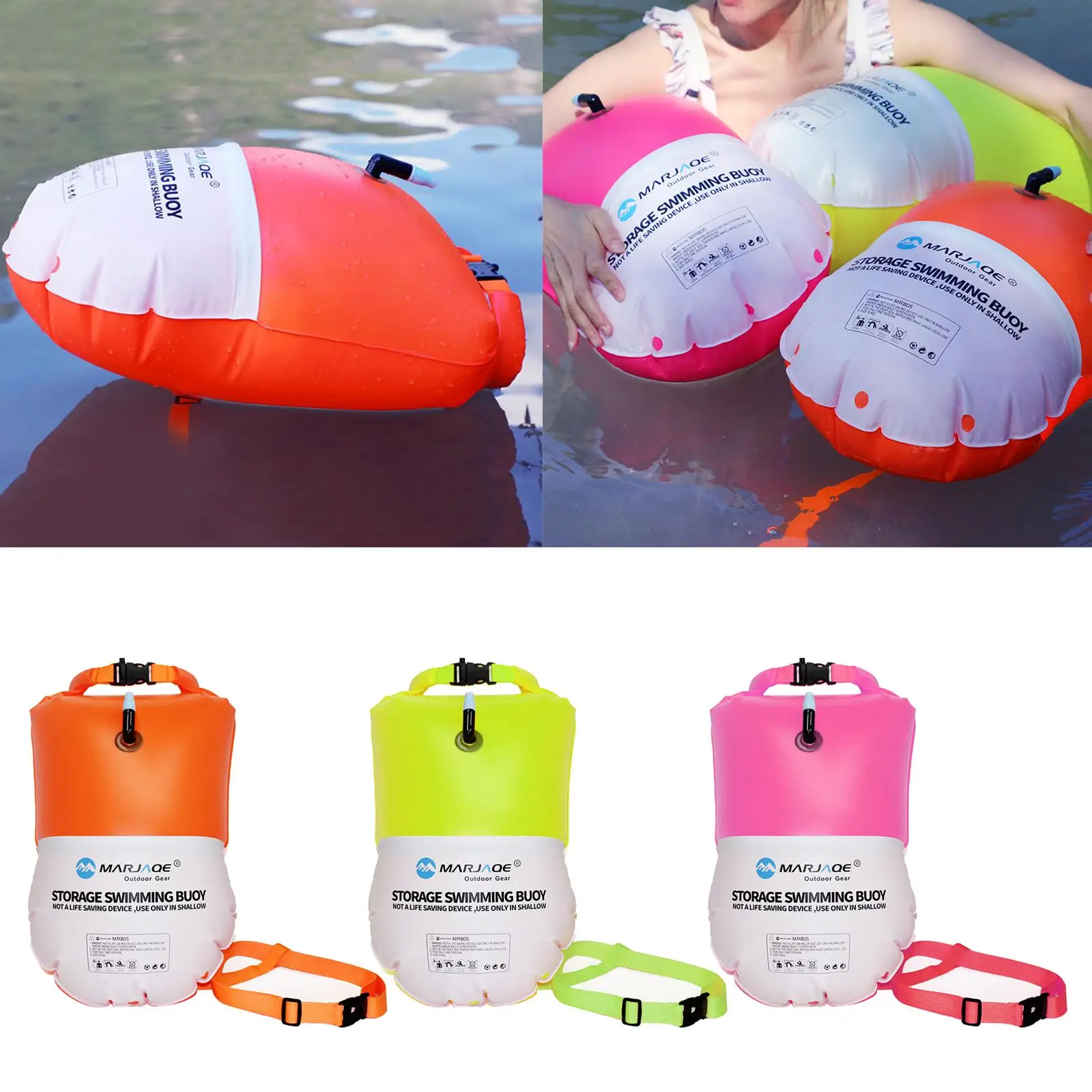 Inflatable PVC Swim Buoy Float Dry Bag Open Water Swimmers Triathletes