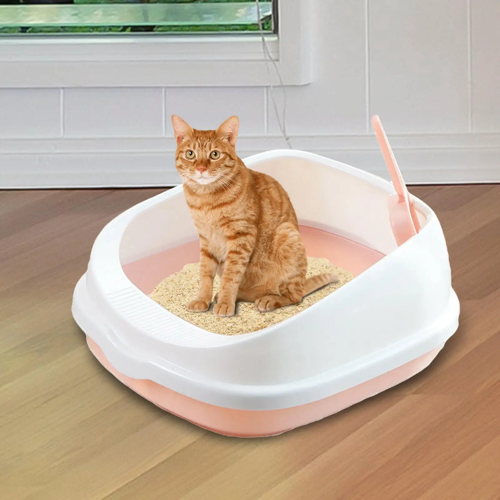 Pet Cat Litter Box Toilet Durable Semi Closed Sand Box Large Space Detachable Easy Clean Splashproof Tray for Kitten Accessories