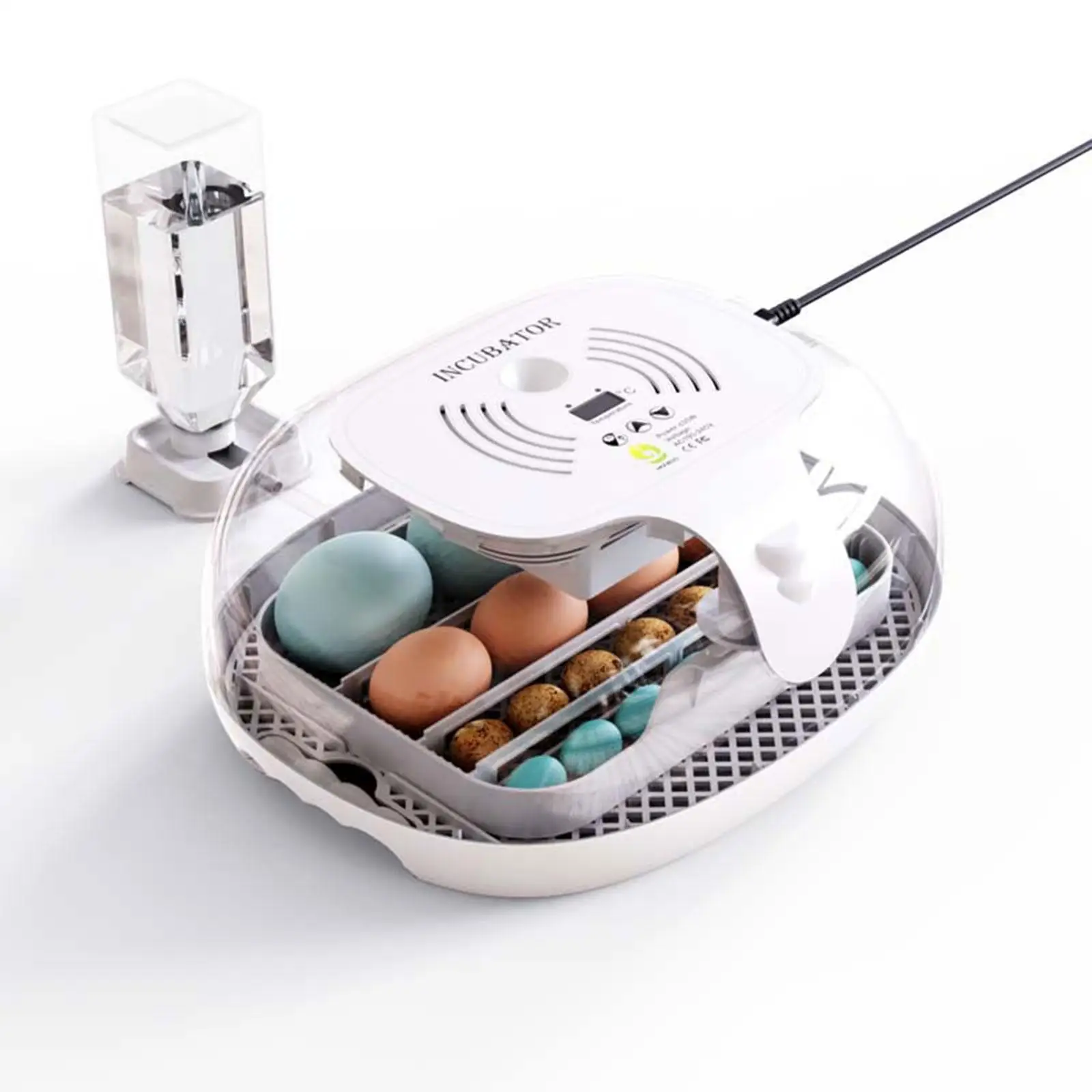 Portable Digital Automatic Egg Incubator 360 Turning Clear Top Cover Small Poultry Hatcher for Hatching Turkey Eggs Quail Duck