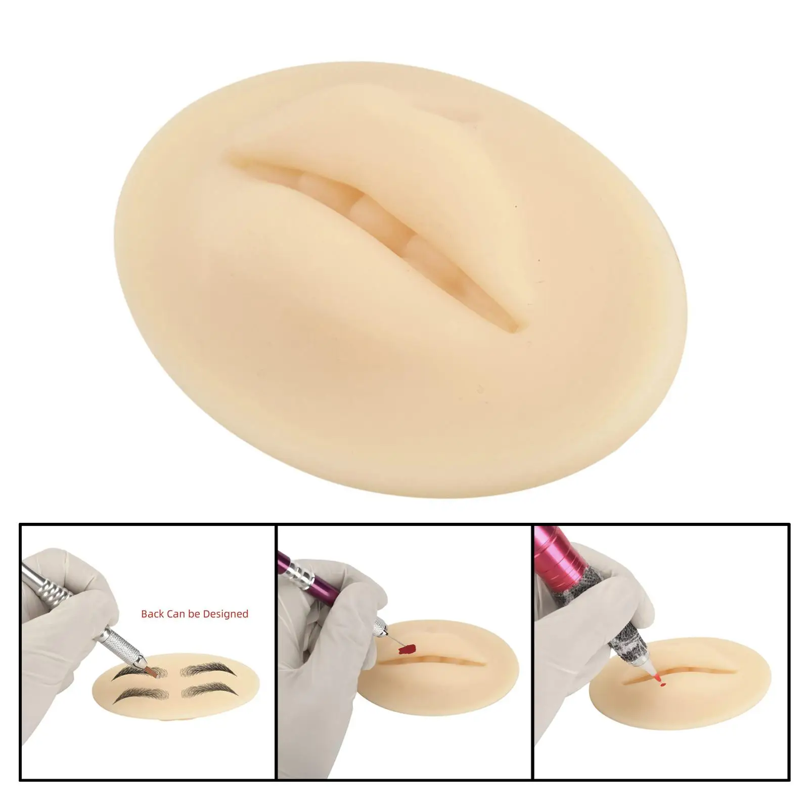 3D Practice Silicone Fake Lip Model Large Flat Base Soft Double Side Mouth Lip Model for Training Supplies Tattoo Artists Makeup