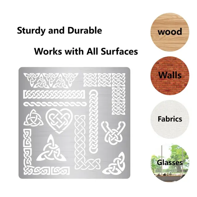 6.3 Inch Metal Celtic Triquetra Knot Stencil Templates Viking Symbol Wicca  Reusable Stencils for Painting on Wood Wall Canvas Furniture Wood Burning  Pyrography Engraving 