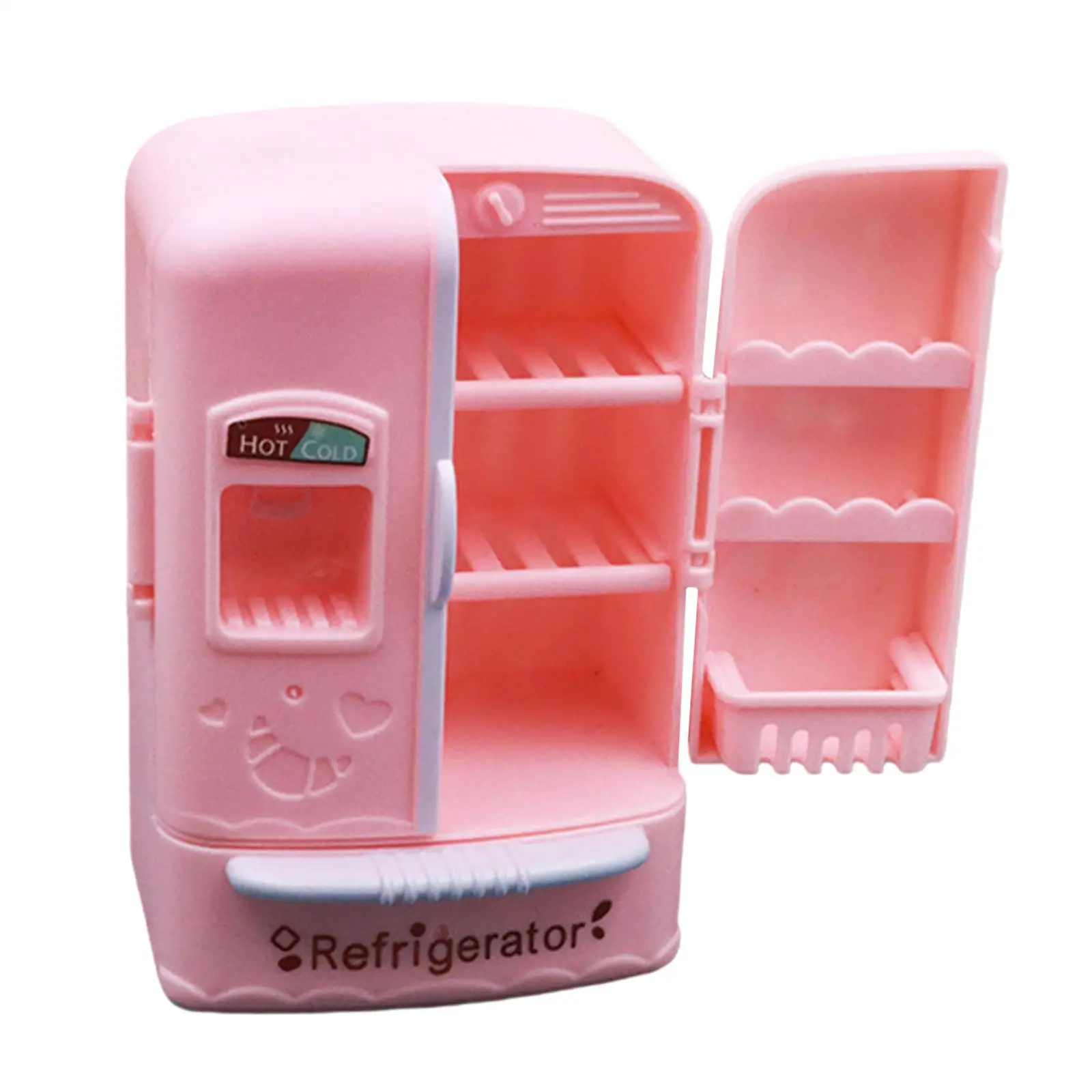 Lovely Mini Fridge Plastic Refrigerator Dollhouse Miniatures Kitchen Accessories 