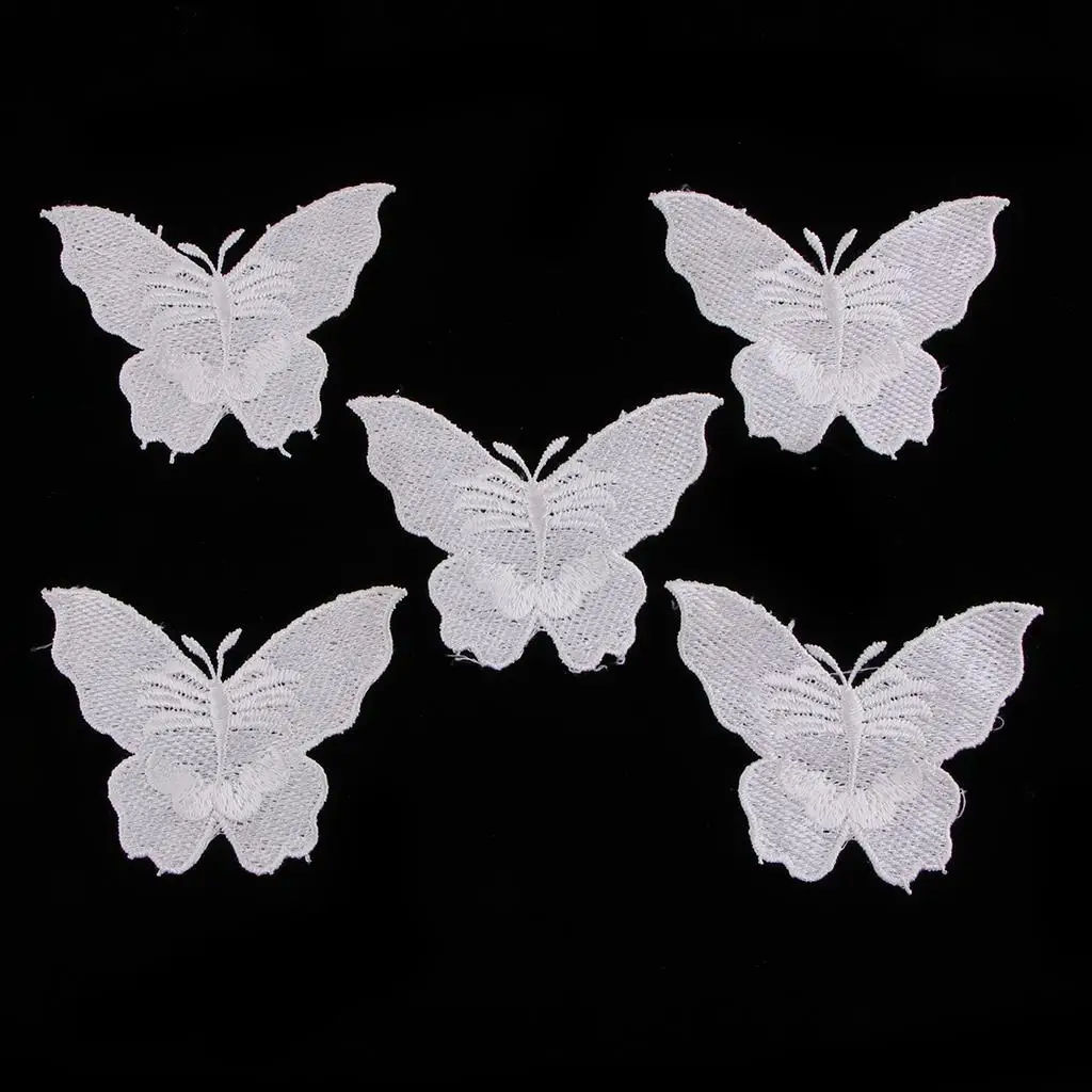 5Pcs Butterfly Lace Patch Wedding Dress Embossed Embroidery Appliques Craft