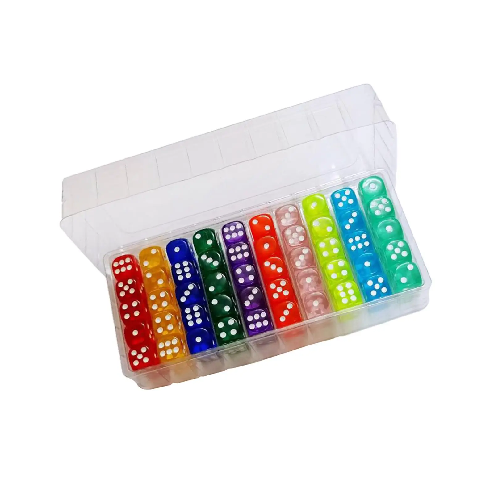 100Pcs 6 Sided Dice Set Translucent Colors Acrylic Dice Round Corner 14mm for Playing Games Party Favors Gifts Teaching Math
