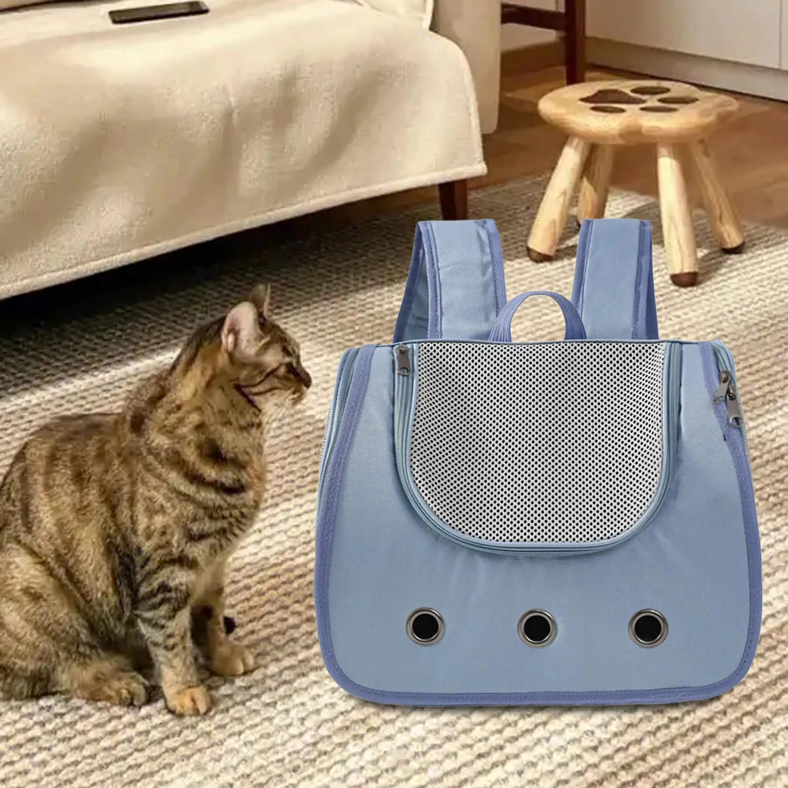 Pet Cat Carrier Backpack Ventilated Breathable Mesh Carrying Bag Cat Dog Backpack Bag for Camping Walking Traveling Outdoor Use