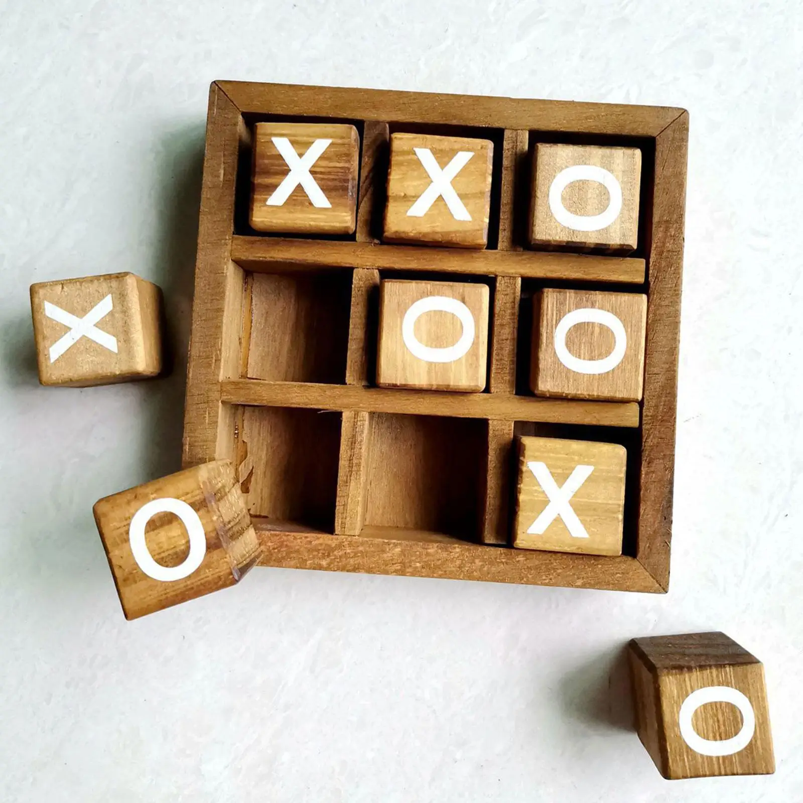 Wooden Tic TAC Toe Game Table Games Fun Indoor Brain Teaser Party Favor for Kids Friends