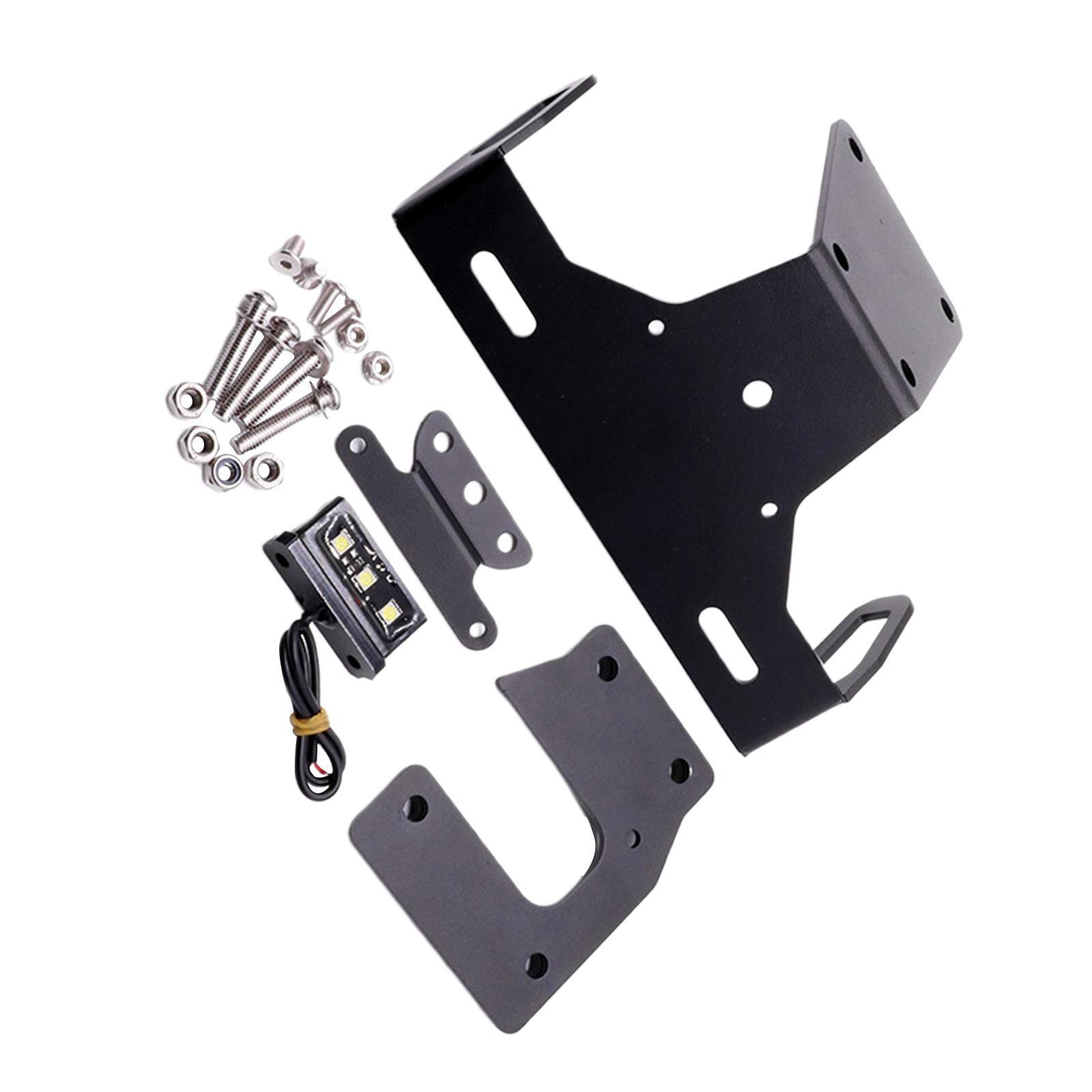 License Plate Frame Kit with LED Light Black Modified Lighting License Frame Number License Holder Fit for Kawasaki Z900 17-21