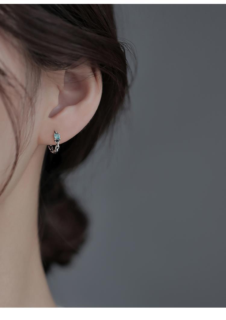 925 Sterling Silber quadratische Creolen Temperament einfach eingelegt für Frauen Hochzeit Schmuck Accessoires – Detail 6