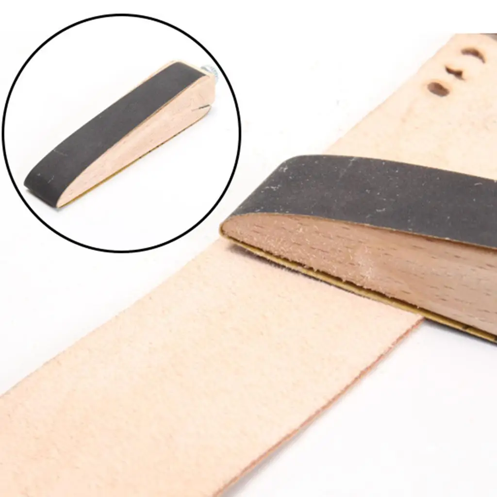 Wooden Leather Burnisher Edge Tool Sandpaper Sanding Block 4.52 