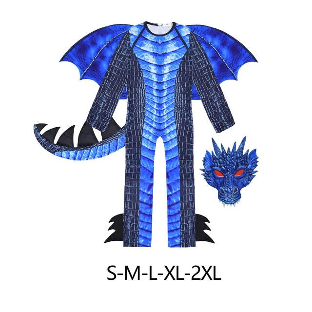 Kids Dragon Costume Imaginative Play Dress up Child Dragon Wing Tail Mask Set for Carnival Festival Stage Performance Props