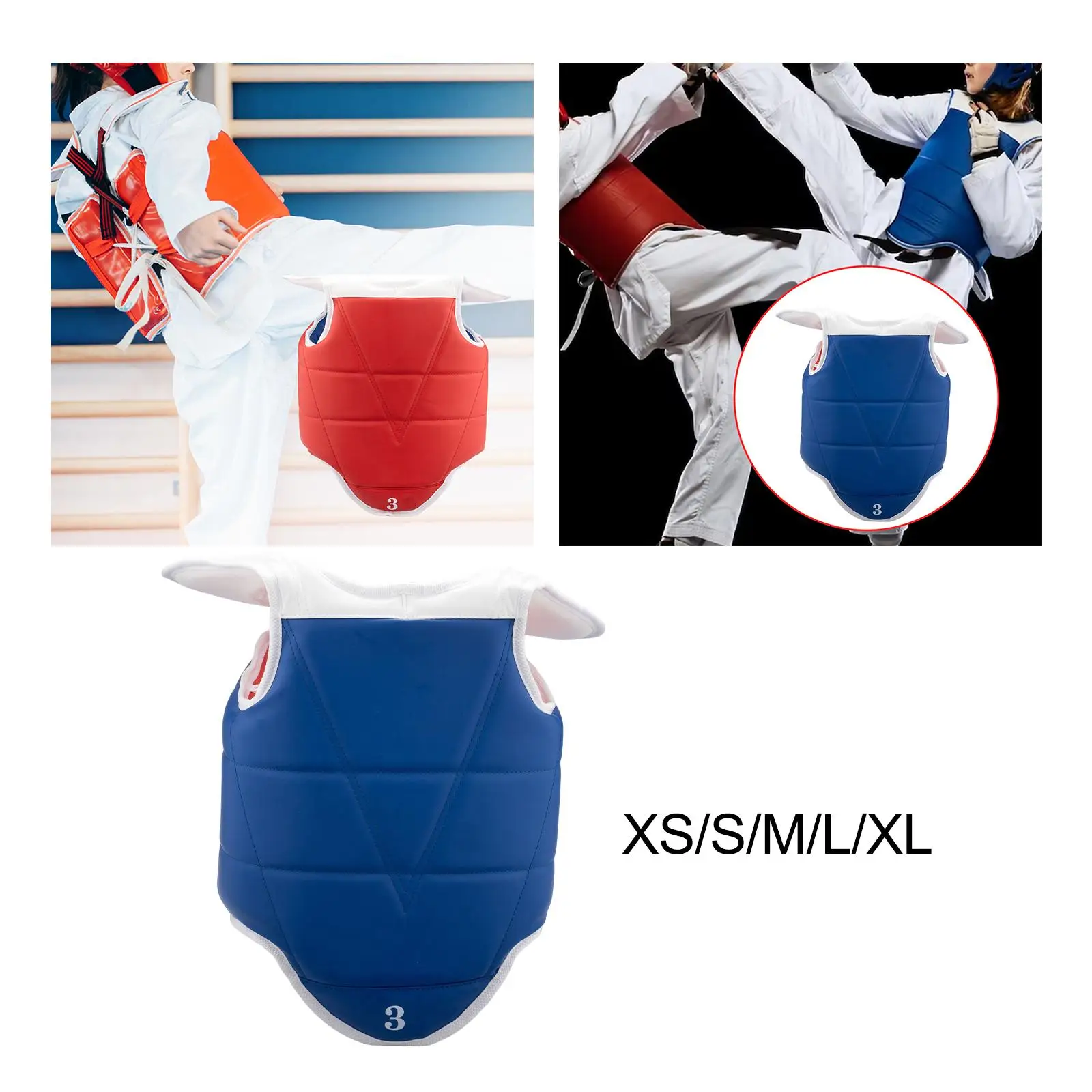 Adults Boxing Body Protector Reversible Protective Gear Karate Chest Guard for Sparring Training Heavy Punching Taekwondo MMA