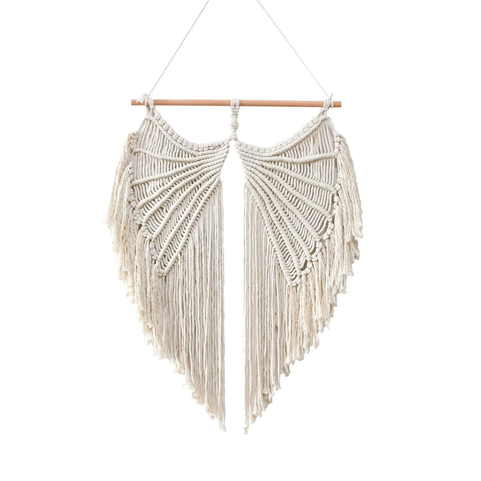 Macrame Wall Hanging Fringe Tassel Decoration Accents Angel Wing Tapestry Bohemian Woven for Home Party Dorm Bedroom Apartment