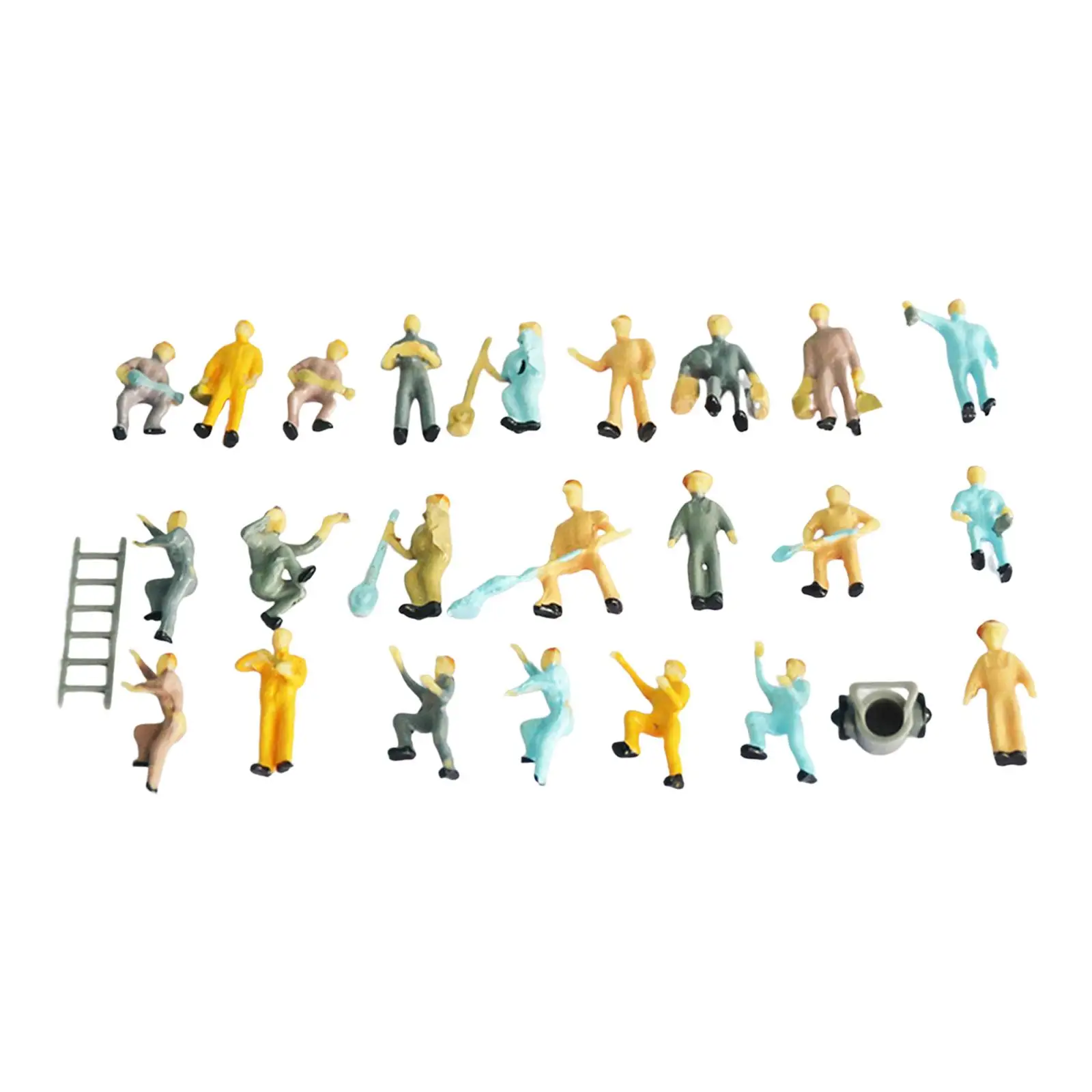 25x 1/87 Miniature Model Railroad Worker Figures Train Track HO Scale Layout Sand Table Scene Hand Painted Figurines Supplies