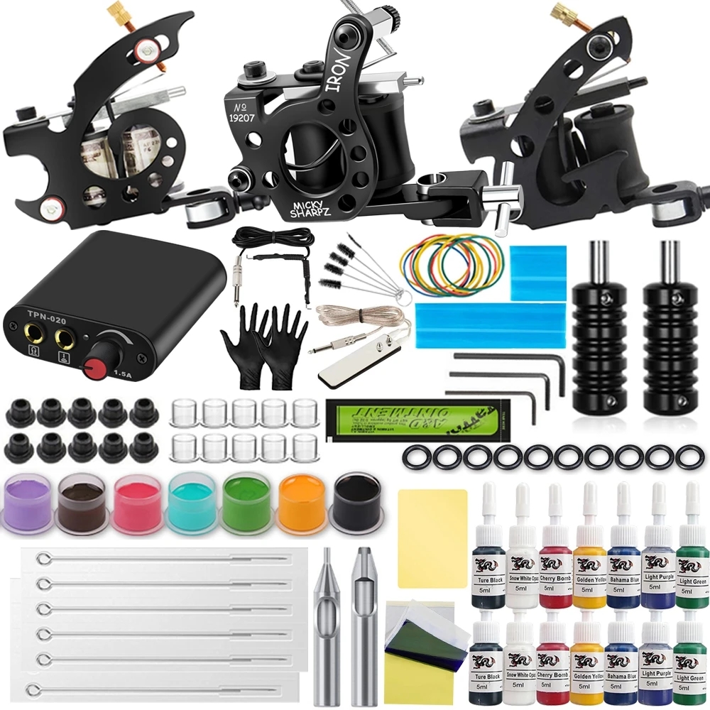 Best of Complete Tattoo Set Coil Tattoo Machines Kit Tattoo Beginner Power Supply Grips Body Art Tools Permanent Makeup Tattoo Set Reviews & Tips