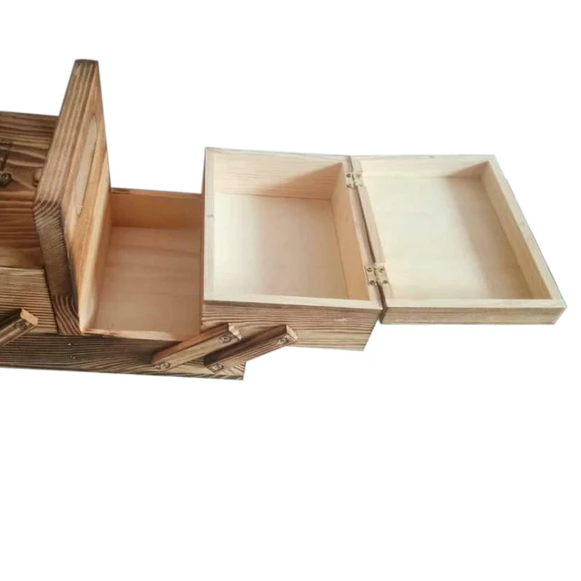 Costurero grande de madera, caja de almacenamiento concentrina