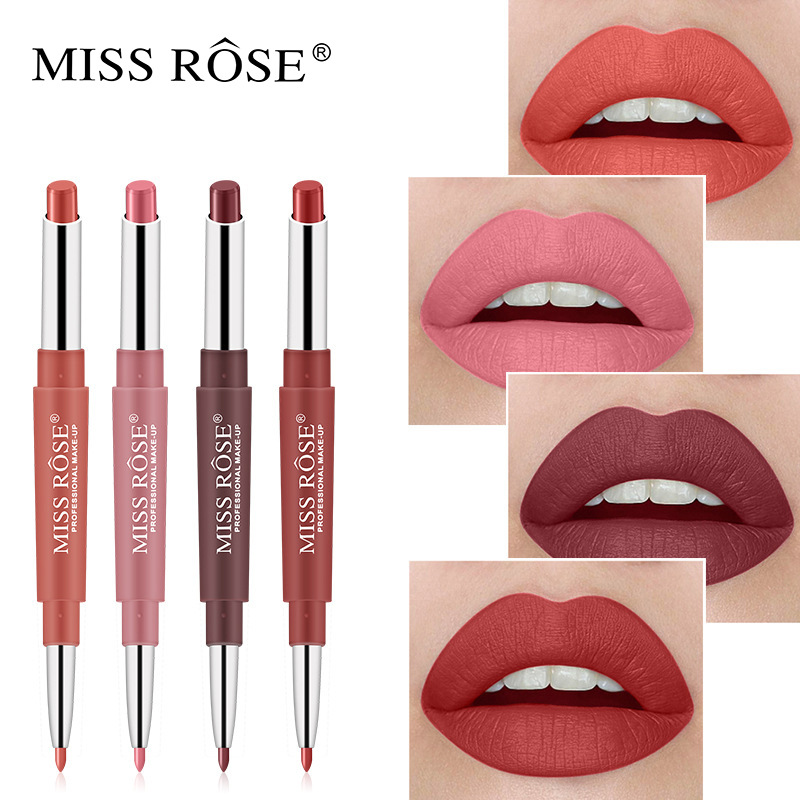 Best of MISS ROSE 8 Colors Double-end Lip Makeup Lipstick Pencil Waterproof Moisturizer Long Lasting Waterproof Lip Stick DC05 Reviews & Tips