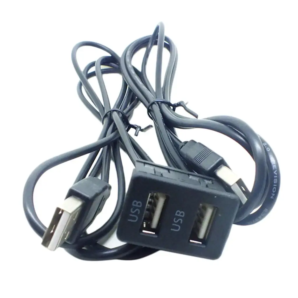 Black Double USB Adapter Socket , Car Auto Dashboard Mounted