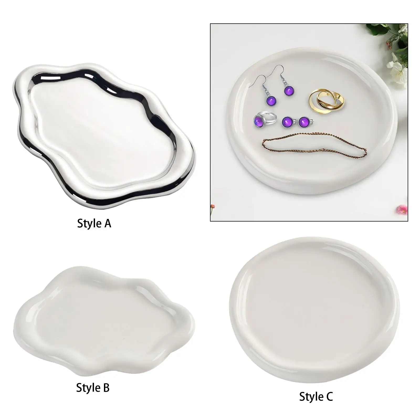 Ceramic Jewelry Dish Rings Earrings Necklace Organizer Jewelry Tray for Wife Women Girls Mother Girlfriend Thanksgiving
