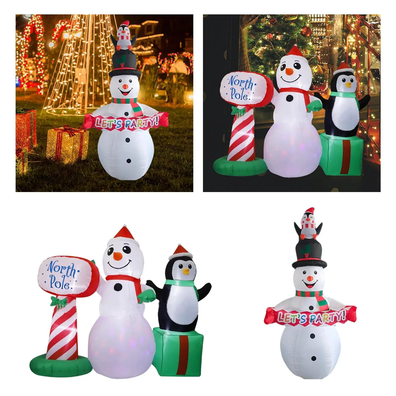 Christmas Decor with LED Lights Funny Luminous Ornament Weatherproof Props Blow up Snow Man for Vacation Party Xmas Patio Indoor
