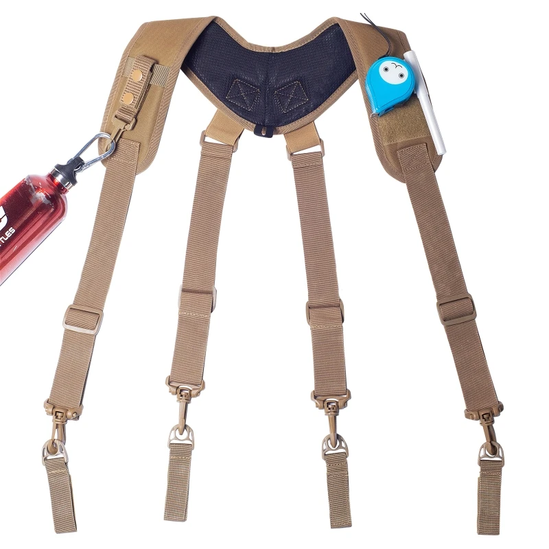 E5BE Heavy Duty Belt Harness Combat Tool Adjustable Tactical-Suspenders with Keychain tool bag with wheels