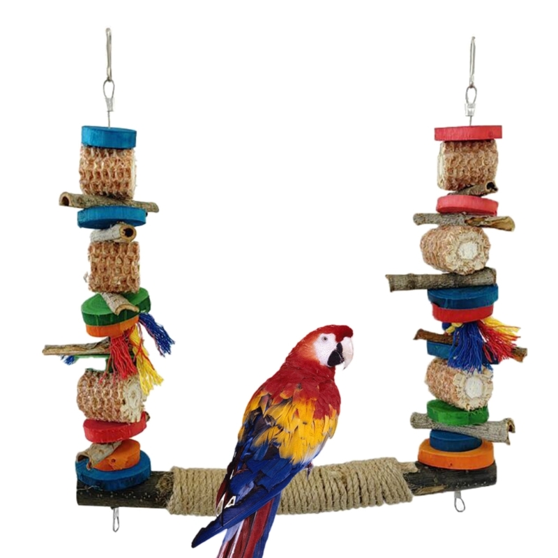 Title 5, Bird Swing for Cage Parrot Perch Natural Wood S...