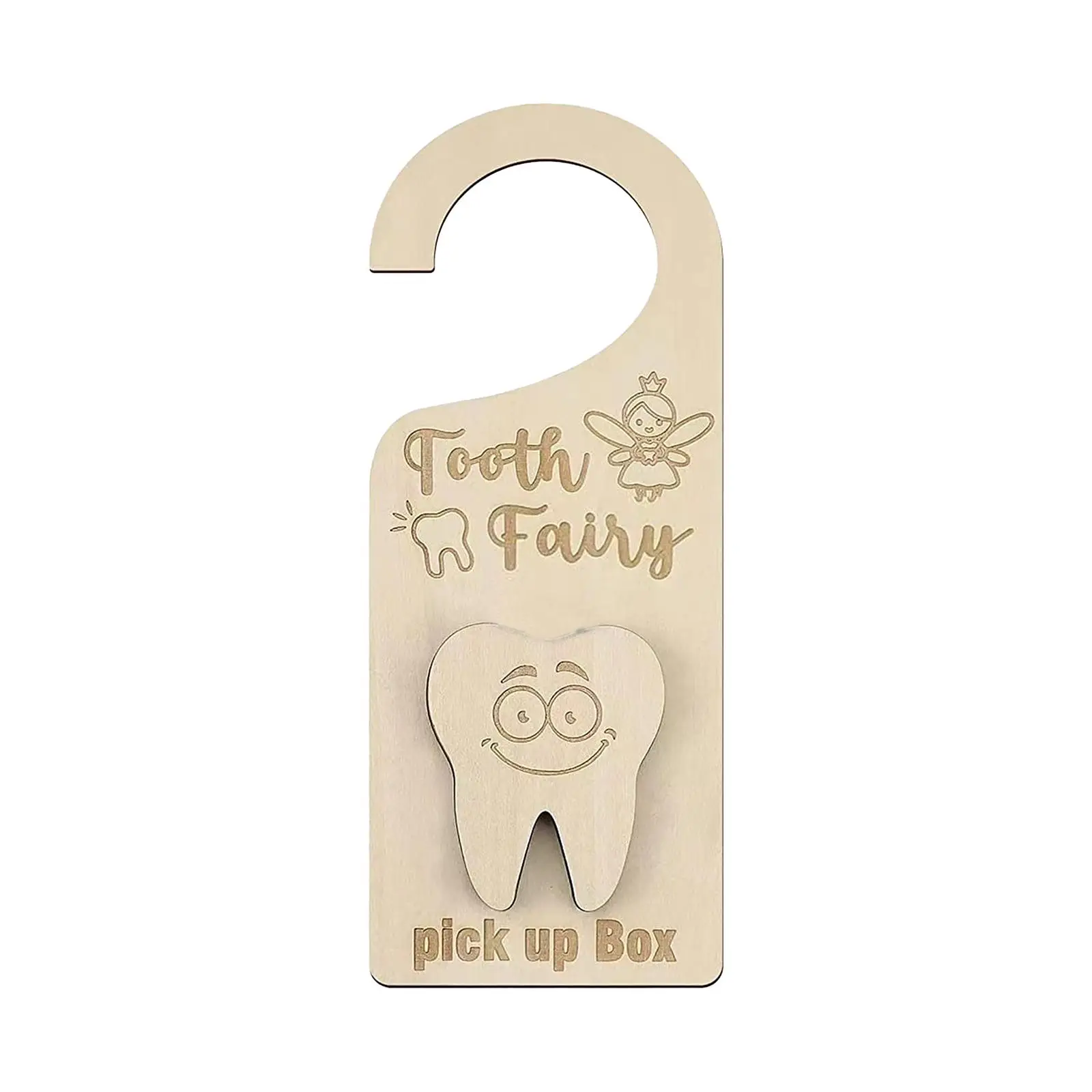 Wooden Tooth Fairy Door Hanger Encourage Gift Keepsake Organizer Case Tooth Fairy Pick up Box for Girls