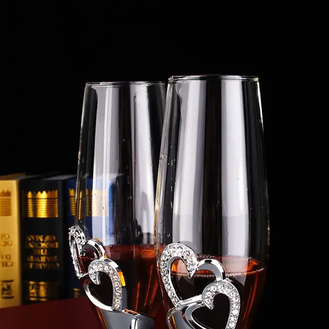 Copas de vino hechas a mano para decoración de copas de vino para brindis,  regalos de boda, regalos de pareja, decoraciones de boda (2 unidades)