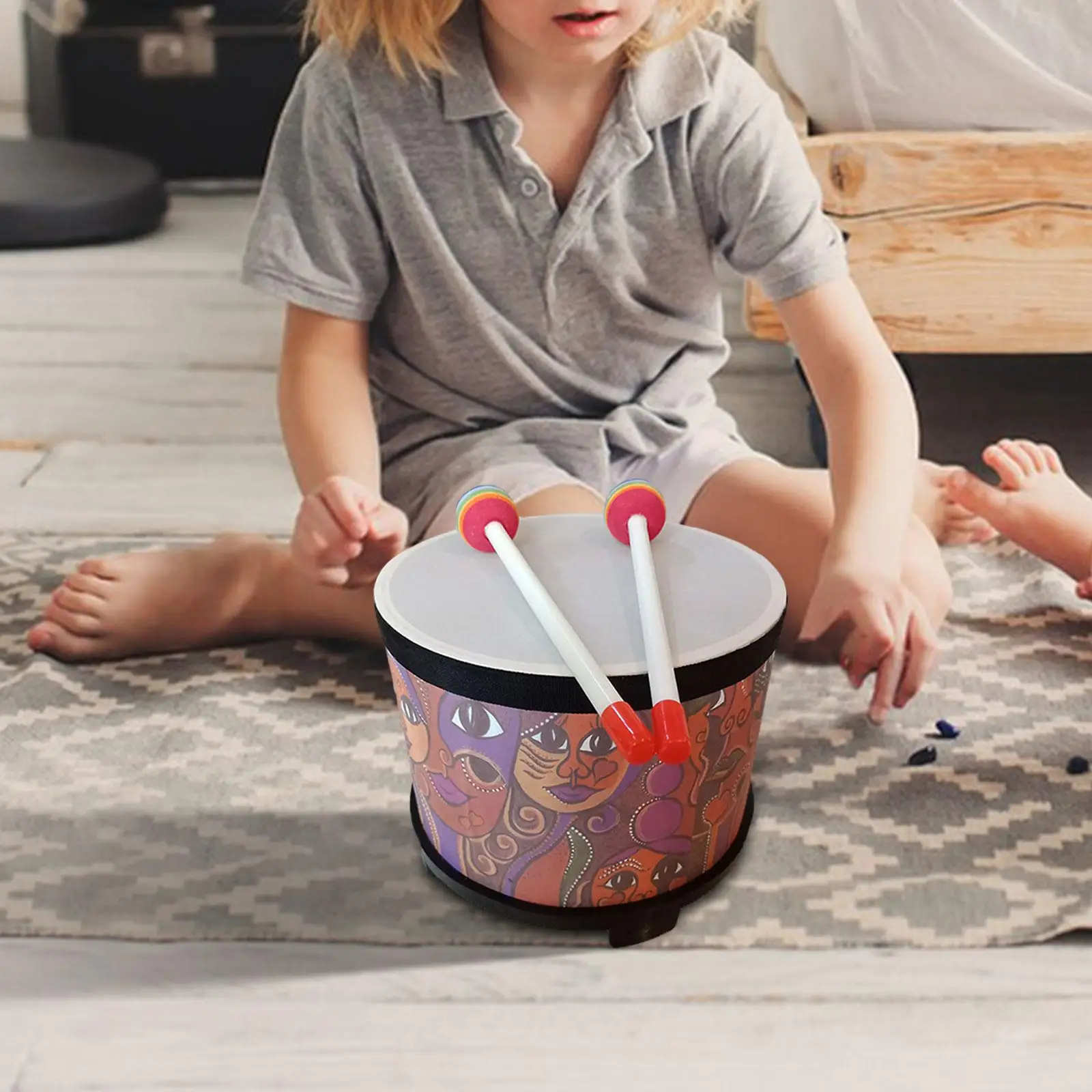 Floor Tom Drum for Kids Montessori Preschool Toys Percussion Educational Ground Drum for Children Baby Kids Birthday Gift