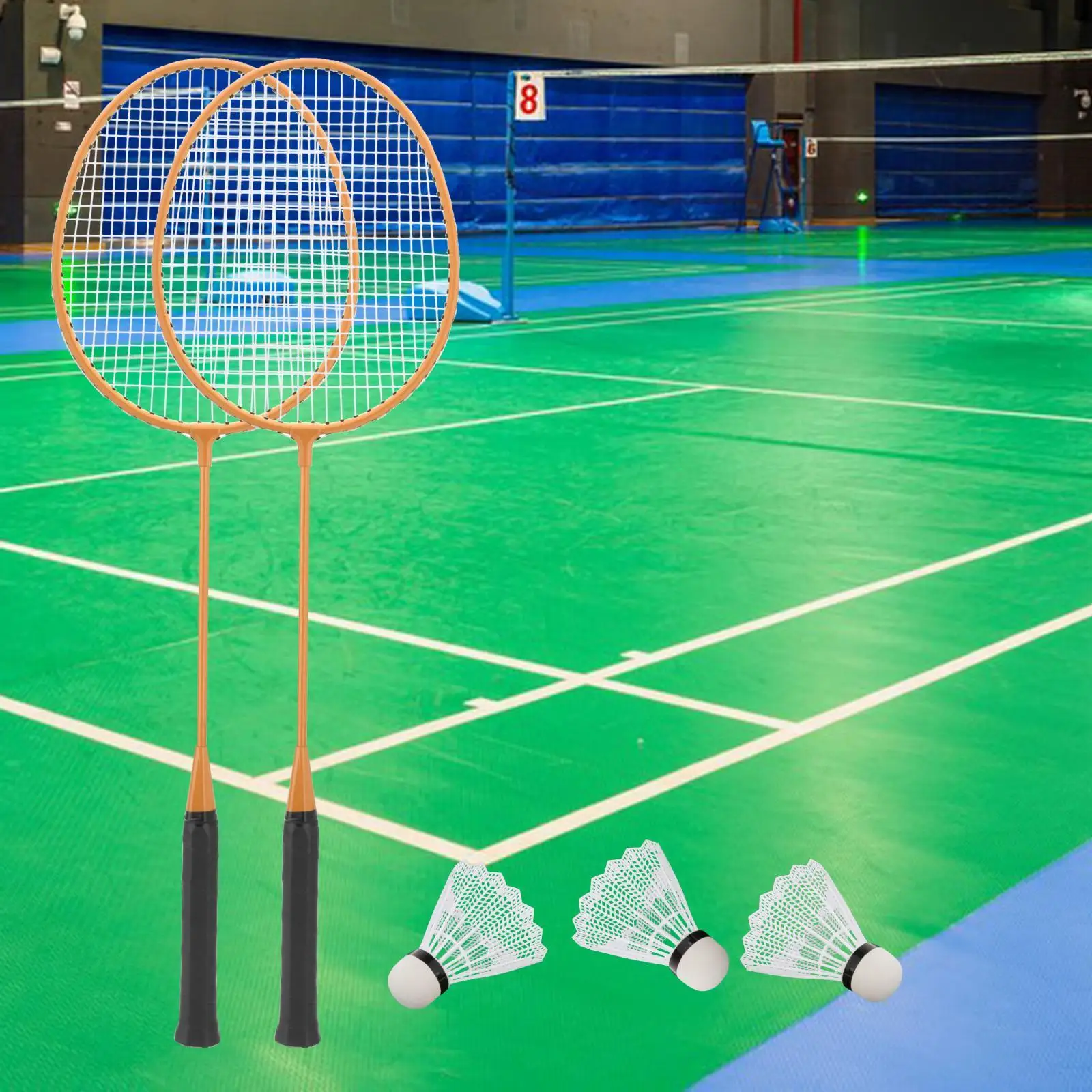 2Pcs Badminton Rackets with 3 Nylon Balls Badminton Equipment Badminton Racquets for Practice Playing Backyard Games Beach Lawn