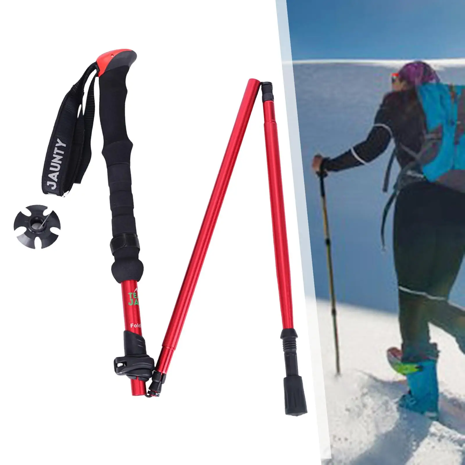 Outdoor Hiking Pole Foldable Alpenstock Anti Climbing for Senior Kids Mountaineering Travel Camping