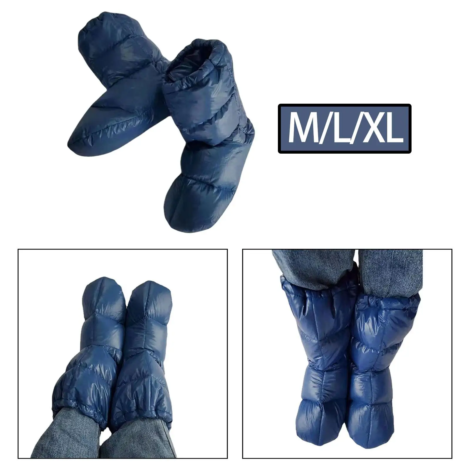 Down Slippers Feet Cover Socks Cozy Warmer Comfortable Warm Bootie Shoes for Skiing Hiking